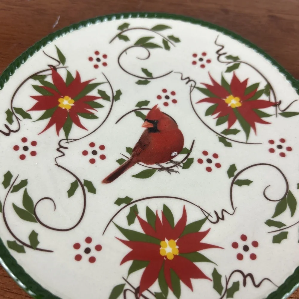 Temptations by Tara Cardinal Cheese Plate (Oven Safe)  White/red/green
